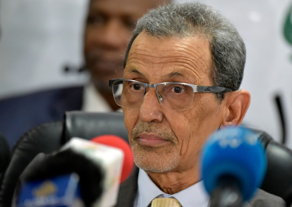 Mohamed Vall Ould Bellal, president of the Independent National Electoral Commission, attends a press conference in Nouakchoot on June 23, 2019. AFP / Sia Kambou 