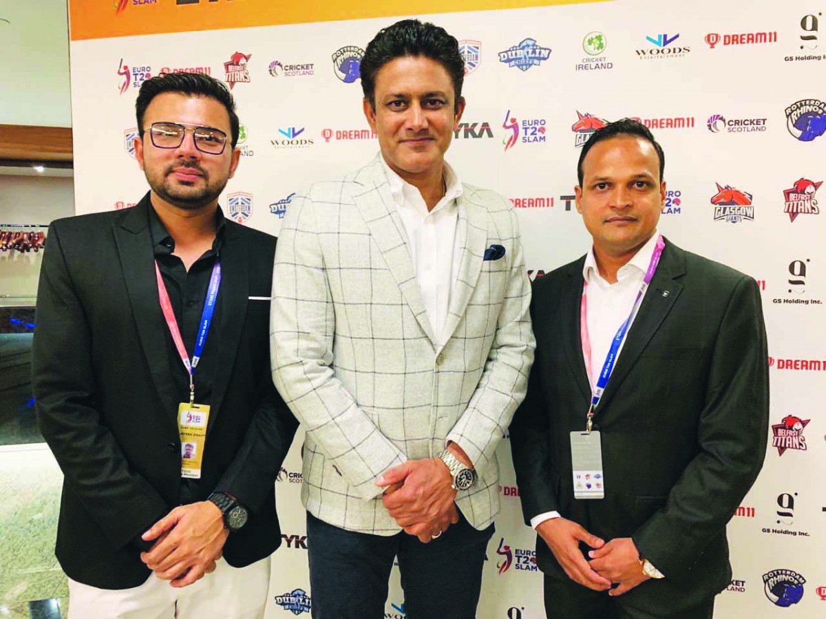 Former India Test and ODI captain Anil Kumble is seen during the Euro T20 Slam League draft on Friday. 