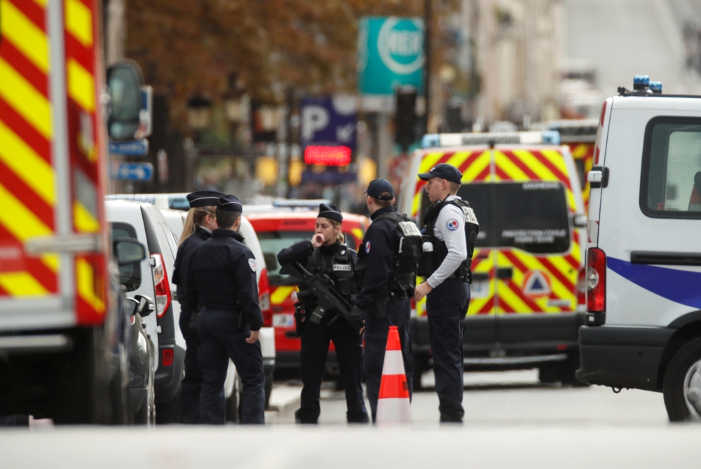 French police is seen in front of the Paris Police headquarters in Paris, France, October 3, 2019. Reuters/Christian Hartmann
