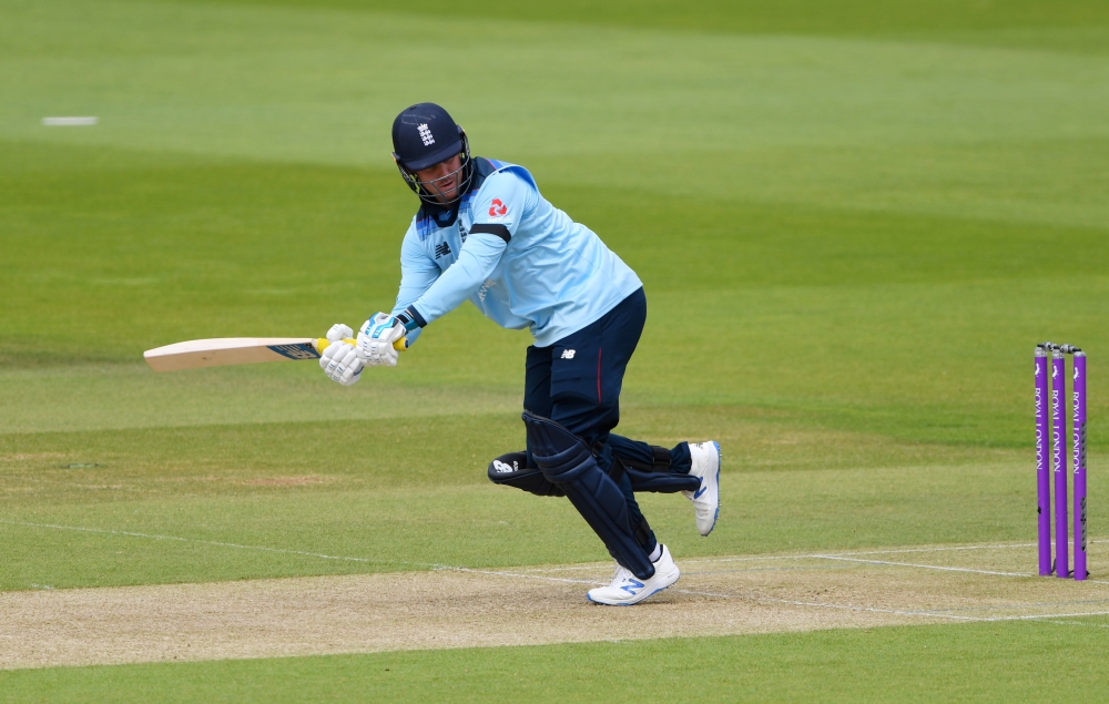 August 4, 2020 England's Jason Roy in action, as play resumes behind closed doors following the outbreak of the coronavirus disease (COVID-19) Mike Hewitt/Pool via REUTERS/File Photo