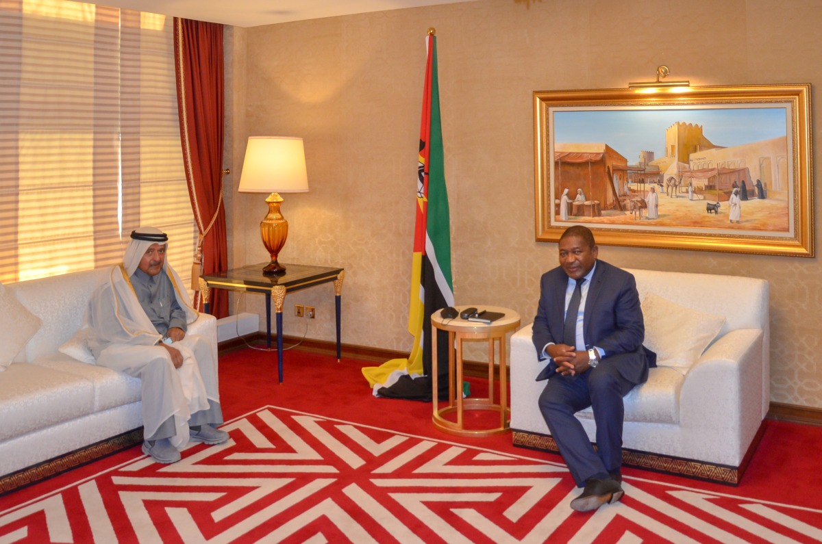 President of the Republic of Mozambique H E Felipe Jacinto Nyusi during the meeting with Sheikh Faisal bin Qassim Al Thani, QBA Chairman.