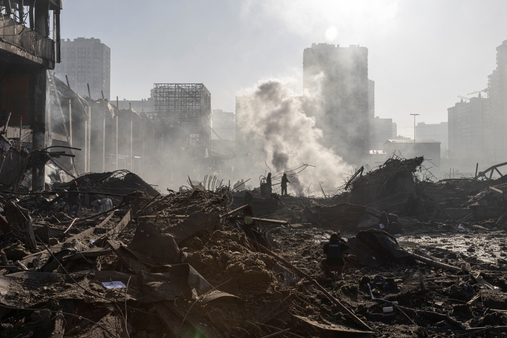General view of the site of a bombing at a shopping center as Russia's invasion of Ukraine continues, in Kyiv, Ukraine March 21, 2022. REUTERS/Marko Djuricá
