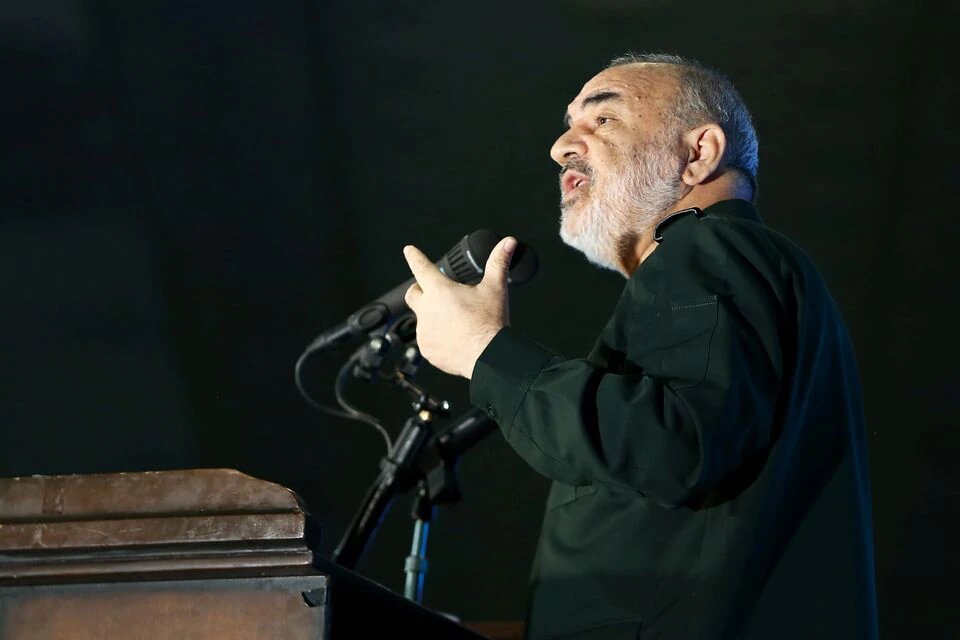 Commander-in-chief of the Islamic Revolutionary Guard Corps Hossein Salami delivers a speech at the Grand Mosalla in Tehran, Iran, on February 13, 2020. File Photo / Reuters