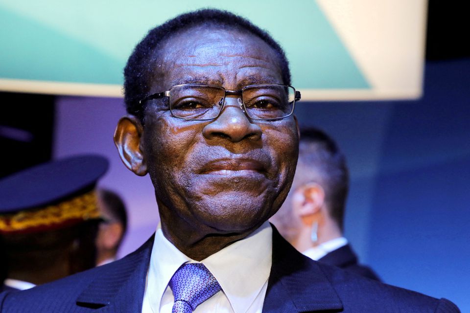 Equatorial Guinea President Teodoro Obiang Nguema Mbasogo attends a plenary session of the Paris Peace Forum, France, November 12, 2019. (Ludovic Marin/Pool via REUTERS)