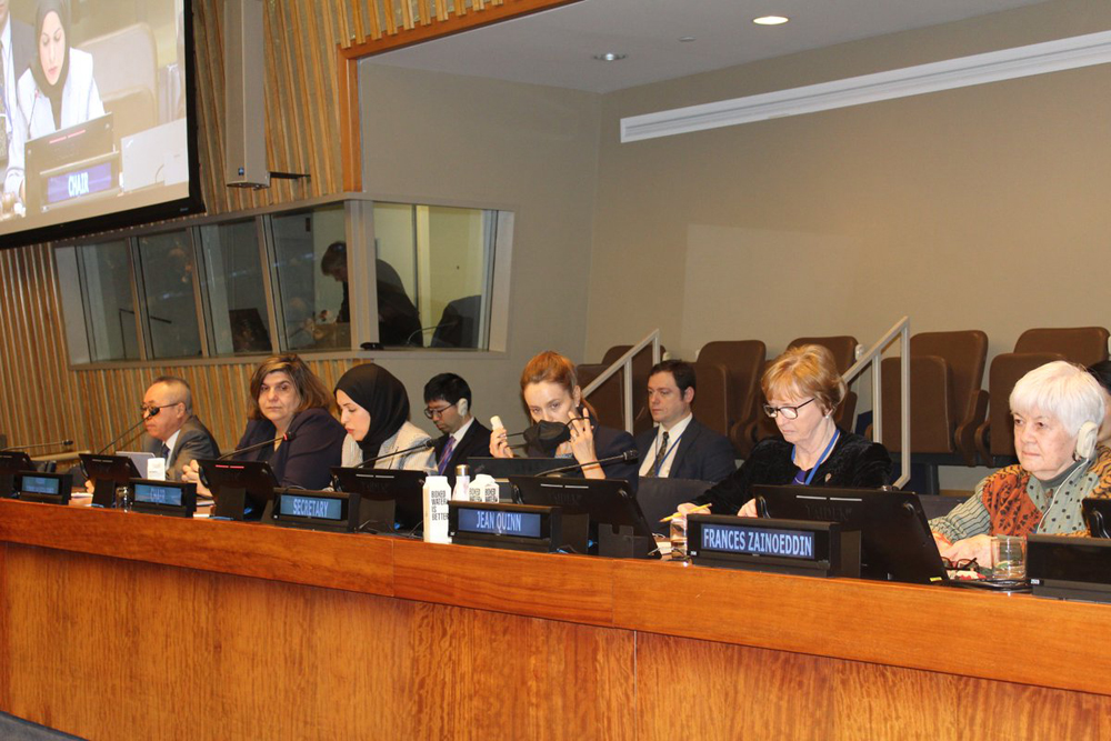 Qatar’s Permanent Representative to the United Nations, H E Ambassador Sheikha Alya Ahmed bin Saif Al Thani (third left) during the 61st session of the United Nations Commission for Social Development. 