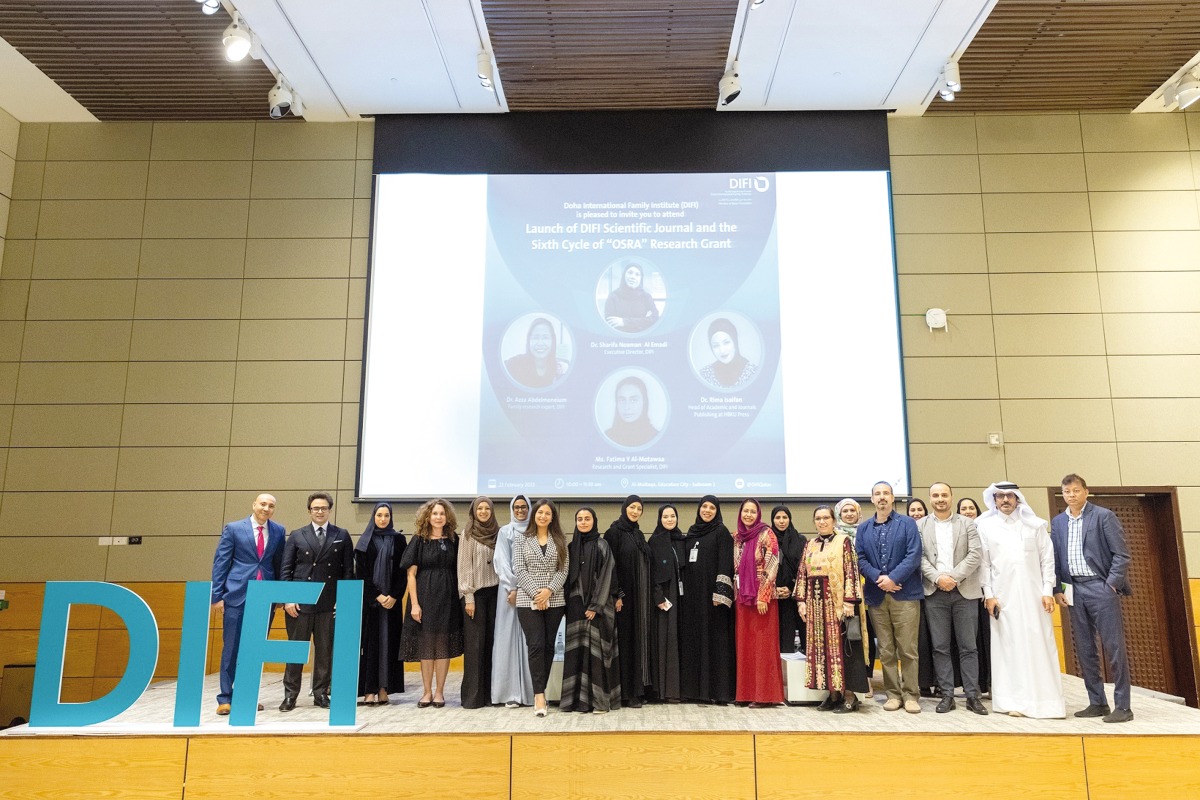 Officials at the launch of a scientific journal by Doha International Family Institute and HBKU Press.