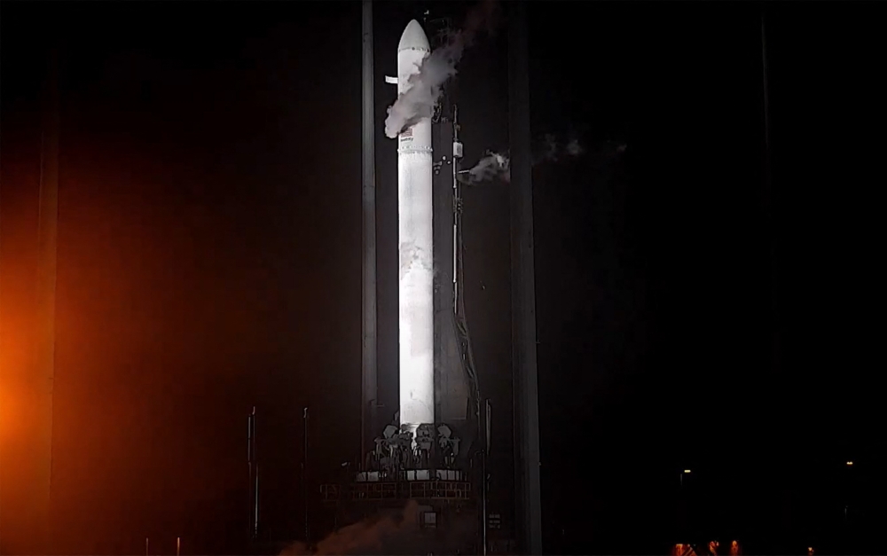 This handout screengrab provided by Relativity Space on March 22, 2023, shows the first 3D printed rocket, Terran 1, taking off from Launch Complex 16 in Cape Canaveral, Florida, on its third launch attempt. Photo by Relativity Space / AFP