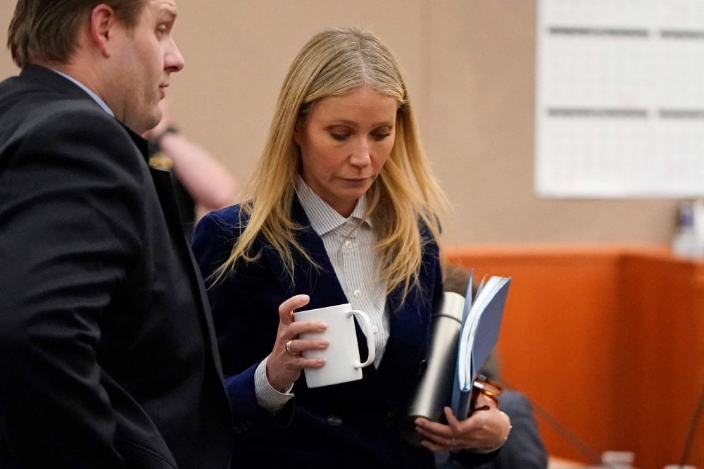 US actress Gwyneth Paltrow exits the courtroom during a lunch break on March 30, 2023 in Park City, Utah. (Photo by Rick Bowmer / POOL / AFP)