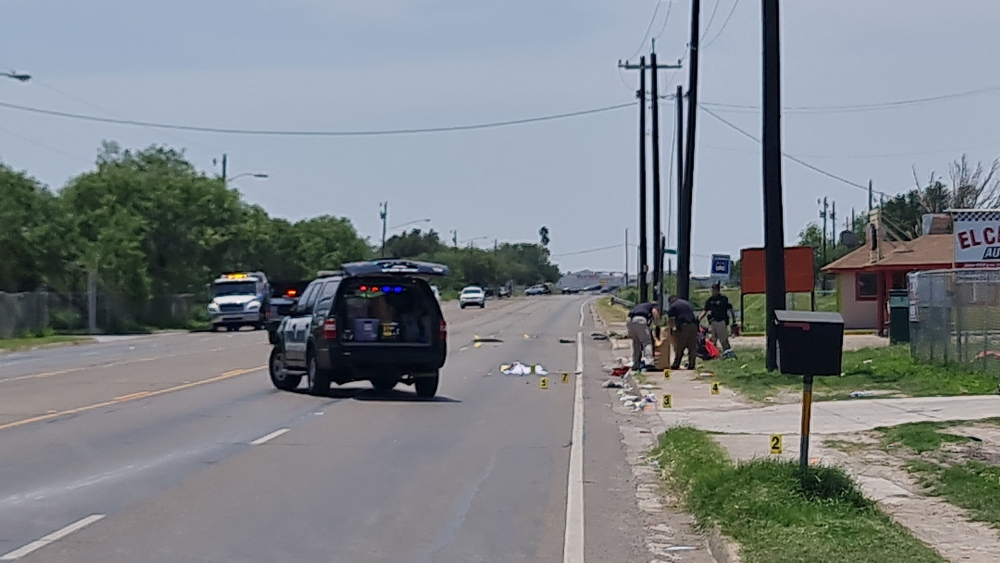 Police work at the scene after a driver crashed into several people in Brownsville, Texas, on May 7, 2023. Photo by Moisés VILA / AFP