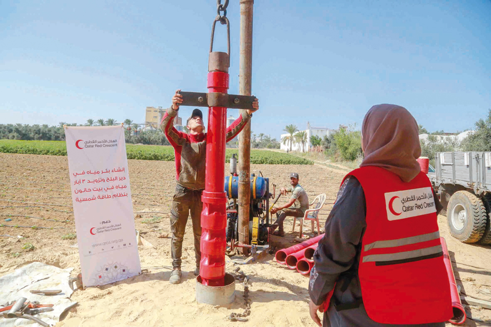 A water well provided by QRCS in Deir Al Balah, Gaza.