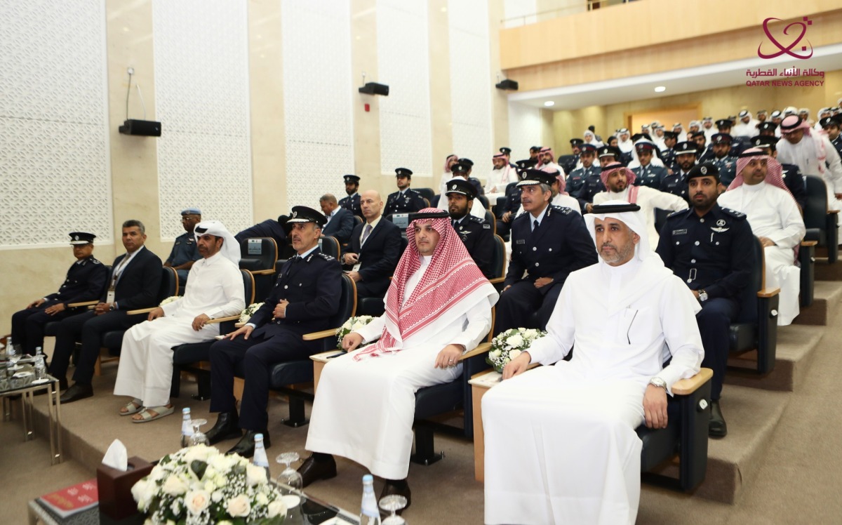 Minister of State for Interior Affairs H E Sheikh Abdulaziz bin Faisal Al Thani (first right) and President of Naif Arab University for Security Sciences Dr. Abdulmajeed Abdullah Albanyan (second right) during the workshop.