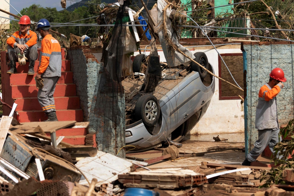 View of the damage caused by a cyclone in Roca Sales, Rio Grande do Sul state, Brazil on September 7, 2023. (Photo by Silvio Avila / AFP)

