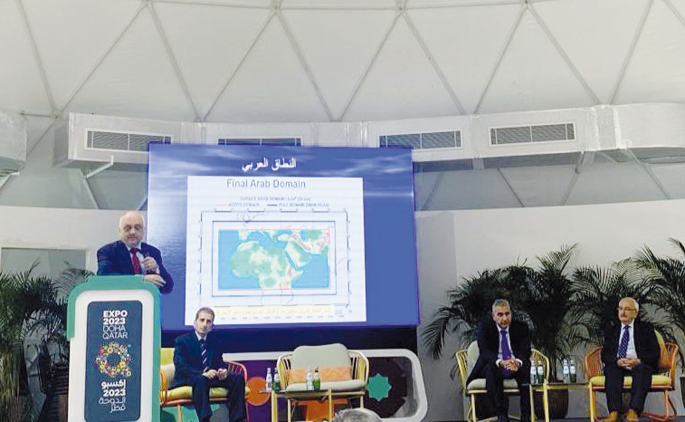 Speakers at a session during the workshop held at Arab League Pavilion, Expo 2023 Doha.