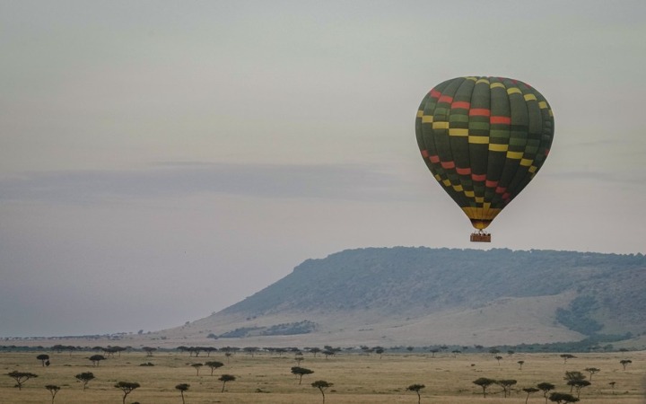 This photo taken on July 14, 2023, shows a hot air balloon at the Masai Mara National Reserve, Kenya. (Xinhua)


