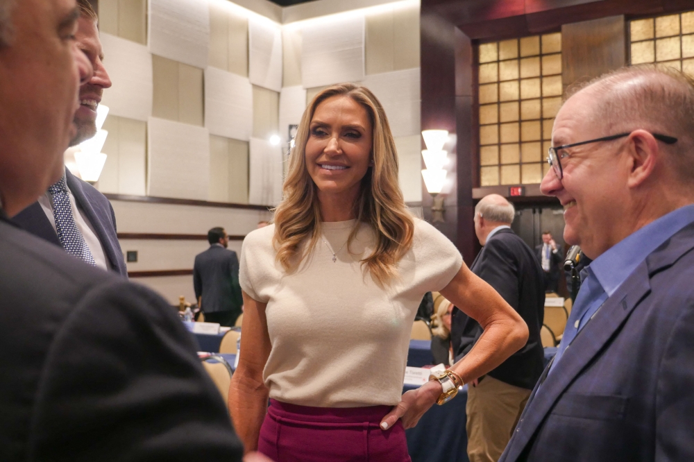 Lara Trump (C), daughter-in-law of former US President Donald Trump, attends the Republican National Committee (RNC) Spring meeting on March 8, 2024, in Houston, Texas. (Photo by Cécile Clocheret / AFP)
