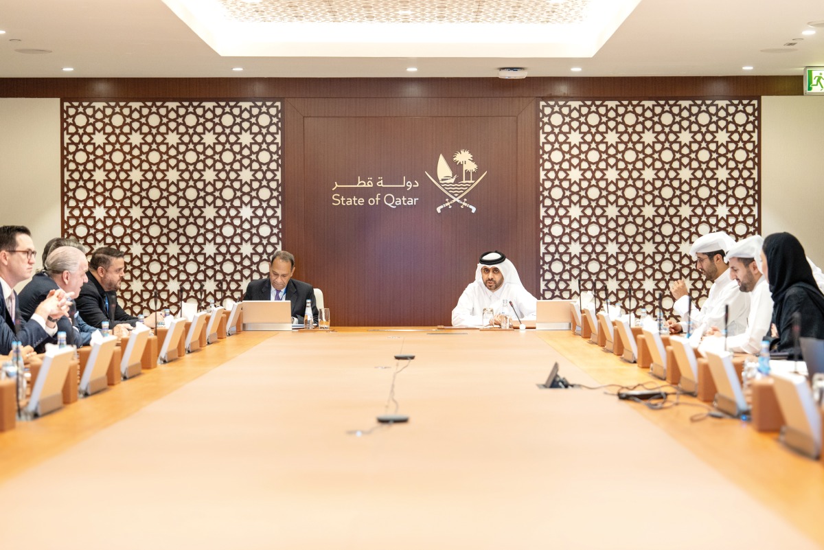 Undersecretary of the Ministry of Commerce and Industry, H E Mohammed bin Hassan Al Malki with American Chamber of Commerce's delegation headed by Khush Choksy, Senior Vice President of the US Chamber of Commerce for Middle East and Turkey Affairs and other officials.