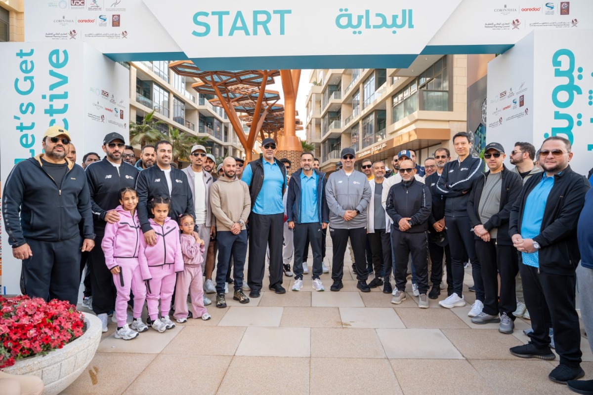 Chairman of UDC and Director-General of the General Retirement Authority, Ahmad bin Ali Al Hammadi, and President & CEO of UDC, Yasser Al Jaidah, along with other officials during the National Sport Day, yesterday.