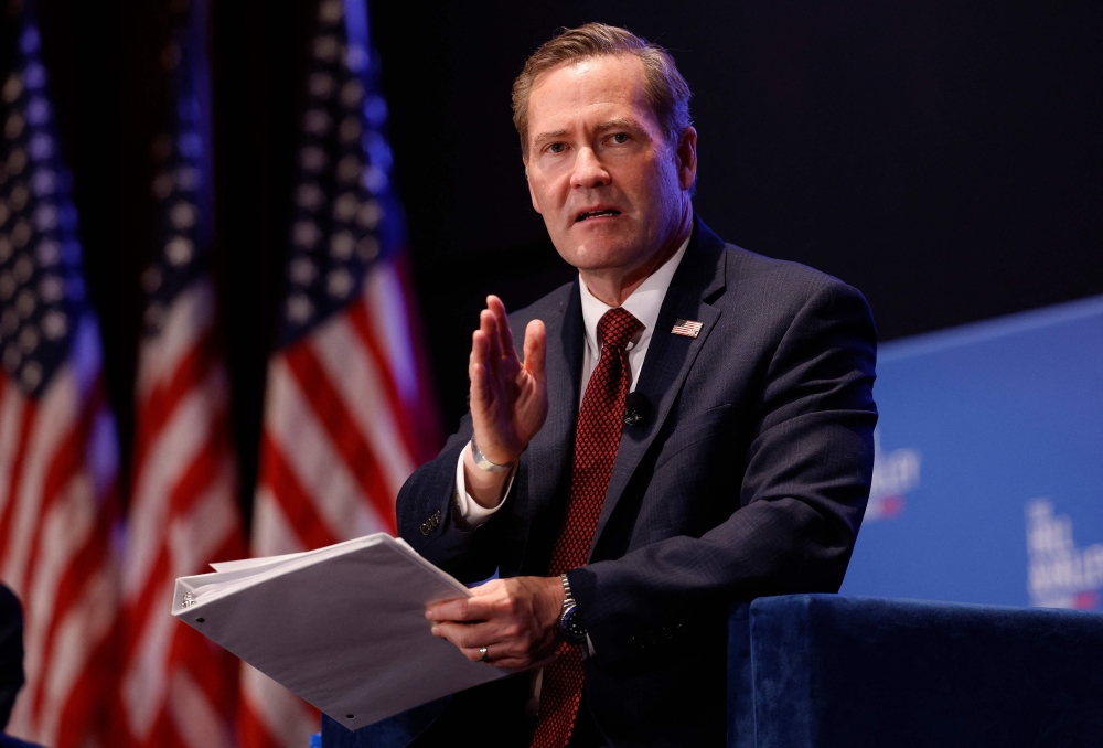 National Security Advisor Michael Waltz speaks on a panel titled Designing the DoD for the 21st Century Battlefield at the Hill and Valley Forum at the US Capitol on April 30, 2025 in Washington, DC. (Photo by Kevin Dietsch / Getty Images via AFP)
