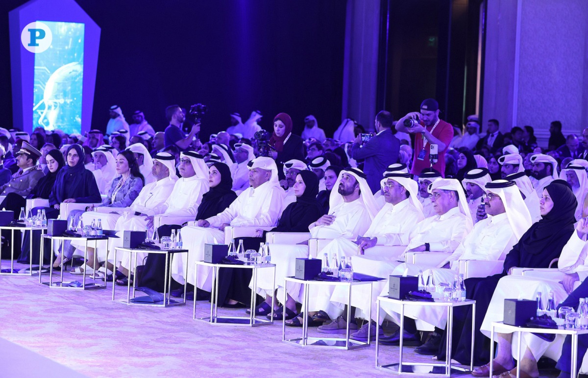 Speaker of the Shura Council H E Hassan bin Abdullah Al Ghanim with Their Excellencies Ministers and officials during the opening of the conference. Pic: Rajan Vadakkemuriyil /The Peninsula