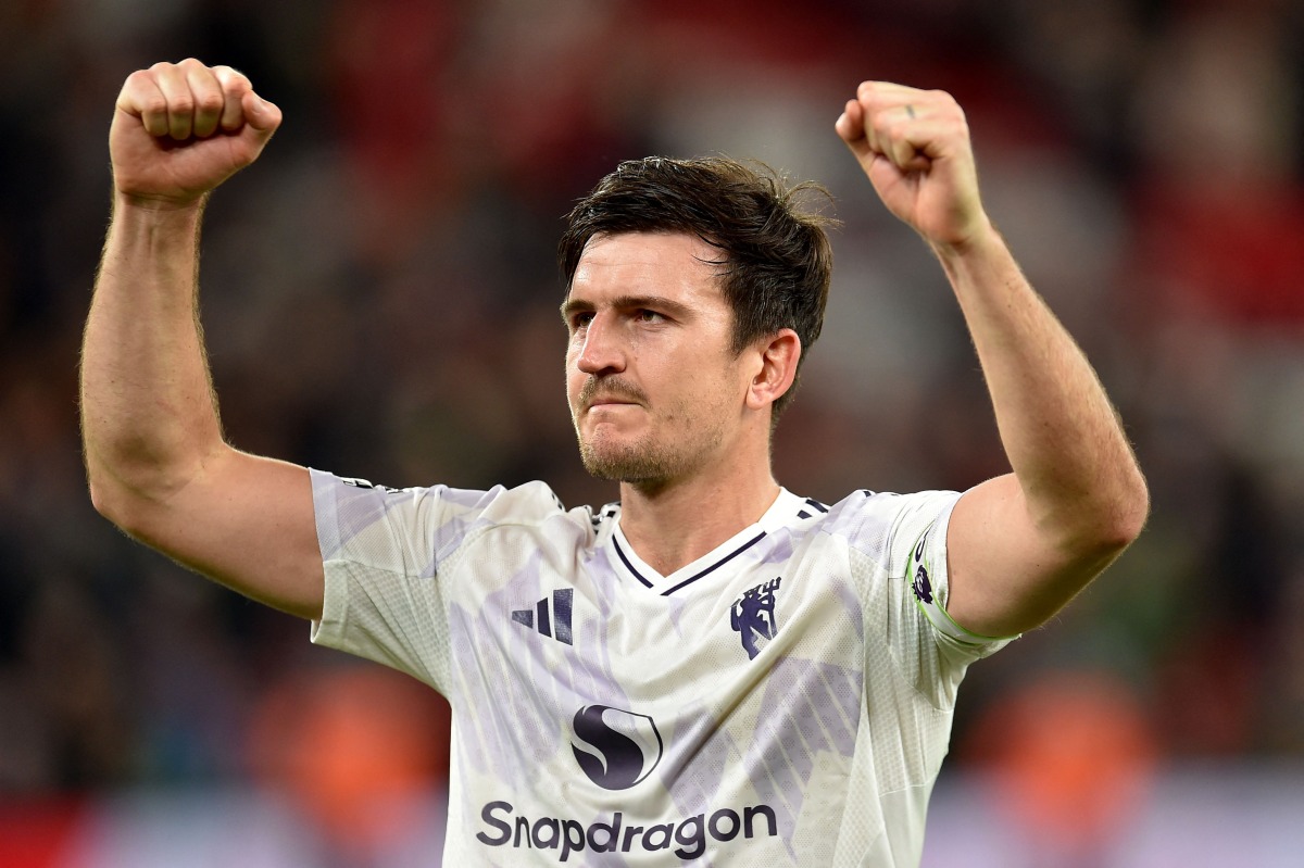 Manchester United's English defender #05 Harry Maguire reacts after the English Premier League football match between Liverpool and Manchester United at Anfield in Liverpool, north west England on October 19, 2025. (Photo by PETER POWELL / AFP) 