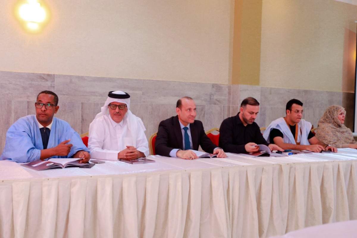 Director General of the Qatar Press Center Sadeq Mohammed Al Amari with other officials during the press conference in Nouakchott.