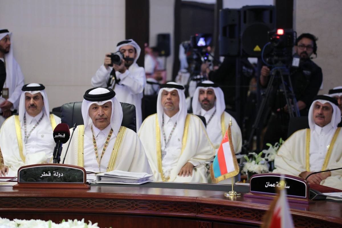 Speaker of the Shura Council H E Hassan bin Abdullah Al Ghanim addressing the meeting of the Speakers of the Shura, Representatives, National, and Ummah Councils of the GCC countries in Bahrain yesterday.