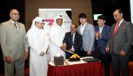  Video Home-Jumbo Electronics Vice Chairman and Managing Director Sajed Jassim Mohammed Sulaiman and  Director and CEO, C V Rappai cuting a ceremonial cake to mark LG Electronics’ 30-year partership with Video Home & Electronic Center during a media event