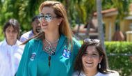 Alicia Machado as she campaigns for Hillary Clinton in Miami, Florida. (AFP / Getty Images North America / Gustavo Caballero)