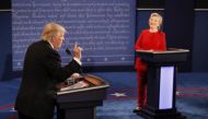 Donald Trump speaks as Democratic U.S. presidential nominee Hillary Clinton listens during their first presidential debate at Hofstra University in Hempstead, New York. (Reuters/Rick Wilking)