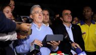 Colombia's former President Alvaro Uribe during a press conference after the nation voted 
