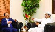 The Ambassador of the Republic of Kazakhstan, Askar Shokybayev, with The Peninsula Editor-In-Chief, Dr. Khalid Al-Shafi at the newspaper’s office in Doha, yesterday. (Pic: Qassim Rahmatullah/The Peninsula)