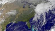 This NOAA-NASA Goes East project satellite image shows Hurricane Matthew along the US East coast on October 9, 2016 at 1237 UTC. 