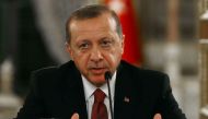 ISTANBUL, TURKEY - OCTOBER 10: President of Turkey Recep Tayyip Erdogan and President of Russia Vladimir Putin (not seen) hold a joint press conference following their meeting at Mabeyn Palace in Istanbul, Turkey on October 10, 2016. ( Kayhan Özer - Anado