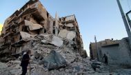 60-years-old local resident, who lost his two sons and also his wife and his two daughters wounded in Assad regime forces' attacks, wander around his collapsed house, had been hit on 23th of last September, in Aleppo, Syria on October 10, 2016.( Jawad Al 