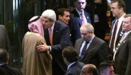 US Secretary of State John Kerry with Saudi Arabia's Foreign Minister Adel al-Jubeir (L) at the end of Syria peace talks on October 15, 2016 in Lausanne. AFP / FABRICE COFFRINI