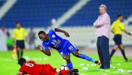 Action from the QSL match between Al Arabi and Al Kharaitiyat at Al Khor Stadium yesterday. 