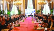 Foreign Minister H E Sheikh Mohamed bin Abdulrahman Al Thani participating in the international ministerial meeting on the future of Mosul held in Paris.