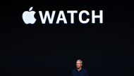 This file photo taken on September 7, 2016 shows Apple CEO Tim Cook during an Apple event inside Bill Graham Civic Auditorium in San Francisco, California Global smartwatch sales slid 51.6 percent in the third quarter, amid a steep decline for the Apple W