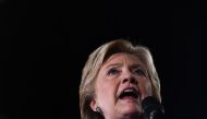 US Democratic presidential Hillary Clinton speaks during a campaign rally in Des Moines, Iowa, on October 28, 2016. AFP / Jewel Samad
