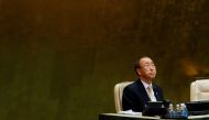 United Nations Secretary General Ban Ki-moon looks up during a tribute to the late King of Thailand Bhumibol Adulyadej in the General Assembly at United Nations headquarters in New York, October 28, 2016. REUTERS/Brendan McDermid