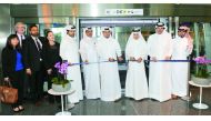 The passenger train being inaugurated by Qatar Airways Group Chief Executive Akbar Al Baker and Badr Mohammed Al Meer, Chief Operating Officer of HIA, yesterday.  Pics: Salim Matramkot/The Peninsula.