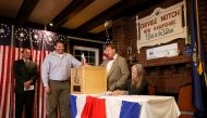 Clay Smith is the first to cast his ballot in the US presidential election at midnight in tiny Dixville Notch, New Hampshire, November 8, 2016. Reuters/Mary Schwalm