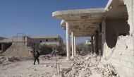 ALEPPO, SYRIA - NOVEMBER 05: Destroyed buildings are seen after the war crafts belonging to the Russian Army carried out airstrikes with parachute mines on the Atarib town of Aleppo, Syria on November 05, 2016. ( Ahmed Hasan Ubeyd - Anadolu Agency )