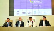 From left: Dr Abdalla Hazaimeh, Dean of the Community College, Dr Ken MacLeod, President of the College of North Atlantic Qatar, Dr Khalid Mohamed Al Khanji, Vice-President for Students Affairs, and Dr Ivan Ninov, Executive Dean, Stenden University Qatar,