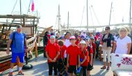 Young students on an educational trip at the sixth Katara Traditional Dhow Festival yesterday.
