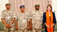 Dutch Ambassador to Qatar Dr Bahia G Tahzib Lie (right) poses for a picture along with Major General Dahlan Al Hamad, the President of the Qatar Military Sport Association and Brig. General Nasr Al Hitmi, Championship Director, and Brig. General Rashed Ma