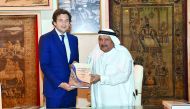 Sheikh Faisal bin Qassim Al Thani, Chairman of the Qatari Businessmen Association (right); with Guillaume Barazzone, the Mayor of city of Geneva at the event.