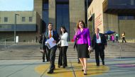 Peru's Second Vice-President Mercedes Araoz (right) arrives the Lima Convention Center during the Asia-Pacific Economic Cooperation (APEC) Summit in Lima, Peru, yesterday.