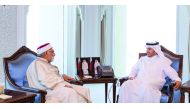Prime Minister and Interior Minister H E Sheikh Abdullah bin Nasser bin Khalifa Al Thani with First Vice-President of the Republic of Tunisia's Assembly of the Representatives, Abdelfattah Mourou, in Doha yesterday.