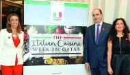 Italian Ambassador Guido De Sanctis with his wife and Italian Chamber of Commerce Chairperson, Palma Libotte (left) during the Italian cuisine week-Qatar at Westin Hotel. Pic: Kammutty V P / The Peninsula